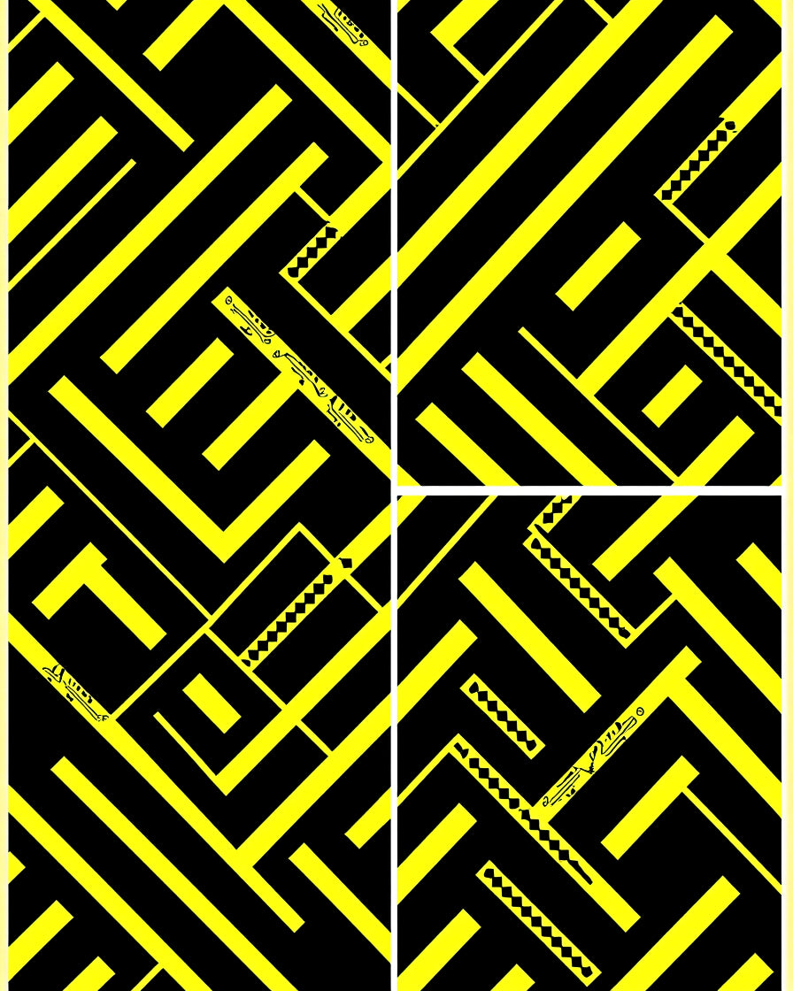 Bold Yellow Geometric Maze Rug