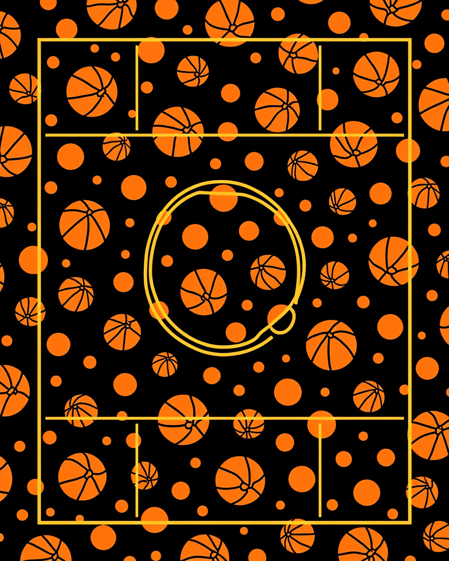 Bold Orange Basketball Court Rug