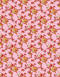 Whimsical Red Floral Vine Pink Rug