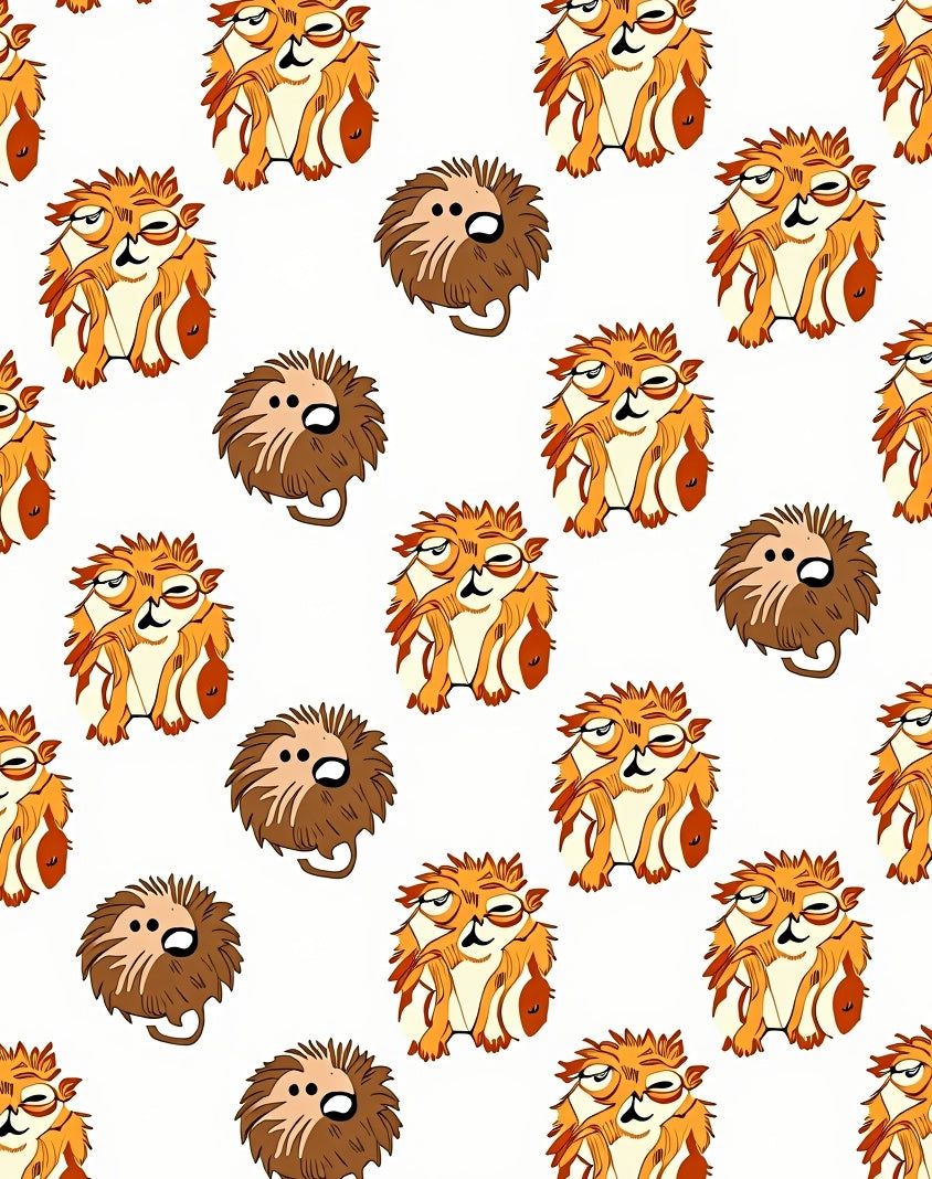 Whimsical Orange Critter Repeat Rug