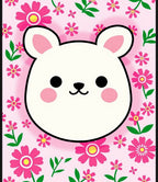 Cute White Bear Pink Floral Background Rug