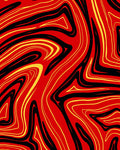 Crimson Yellow Black Swirl Abstract Rug