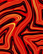 Crimson Yellow Black Swirl Abstract Rug