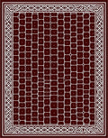 Deep Red White Geometric Lattice Rug