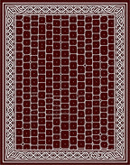Deep Red White Geometric Lattice Rug
