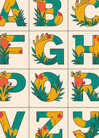 Whimsical Leafy Alphabet Floral Accents Rug