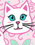 Cute Pink White Cat Blue Eyes Rug