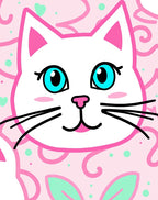 Cute Pink White Cat Blue Eyes Rug