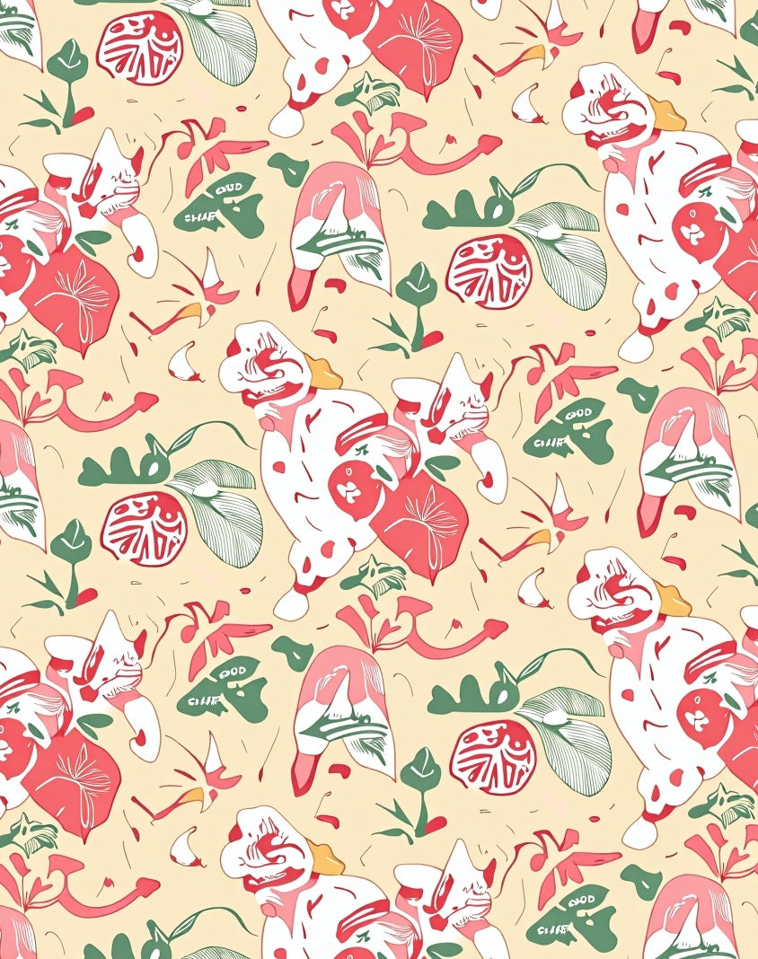 Whimsical Coral White Figures Garden Rug