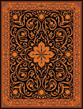 Black Orange Floral Medallion Border Rug