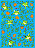 Playful Green Frogs Orange Flowers Garden Rug