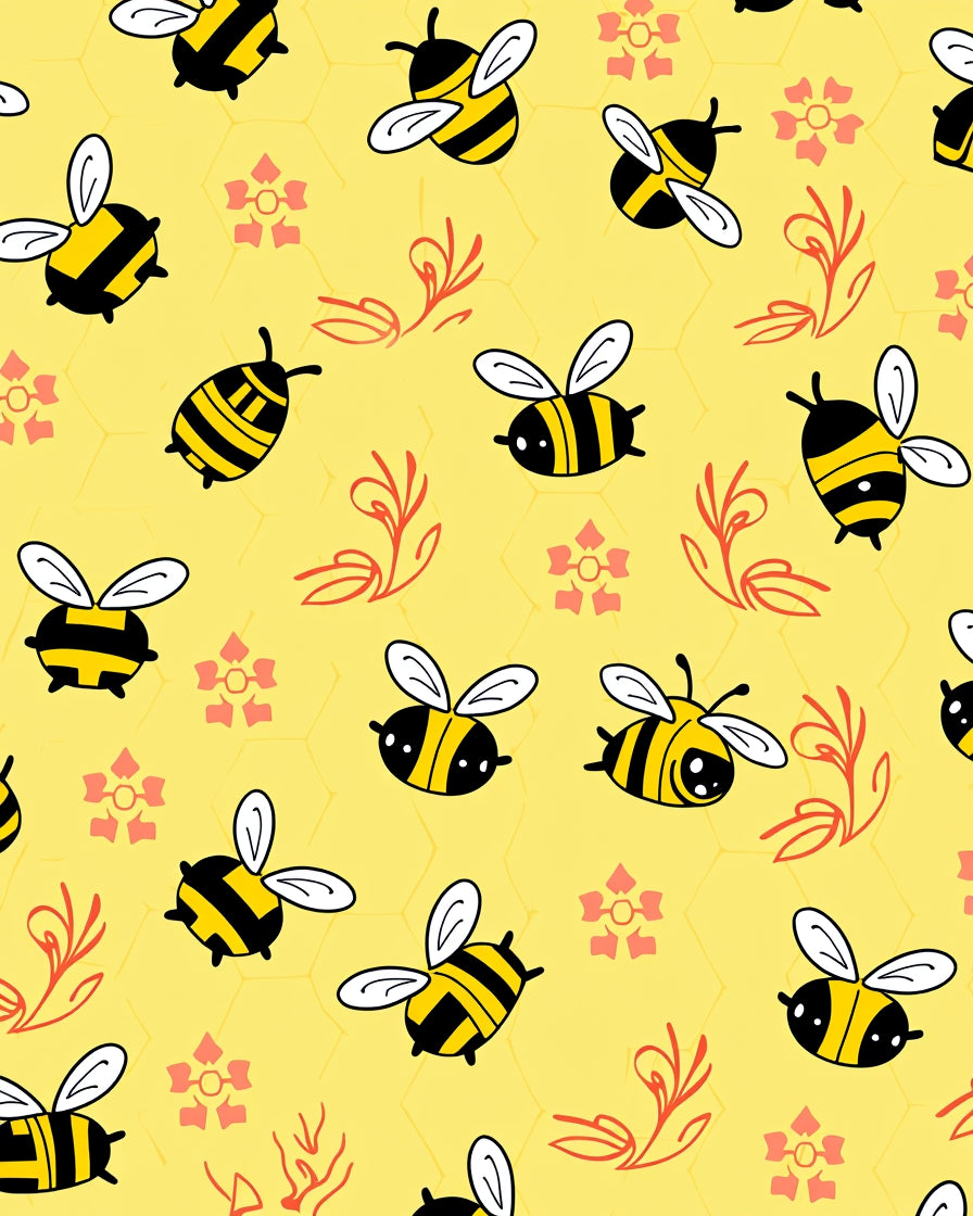 Cute Yellow Bee Honeycomb Floral Arrangement Rug