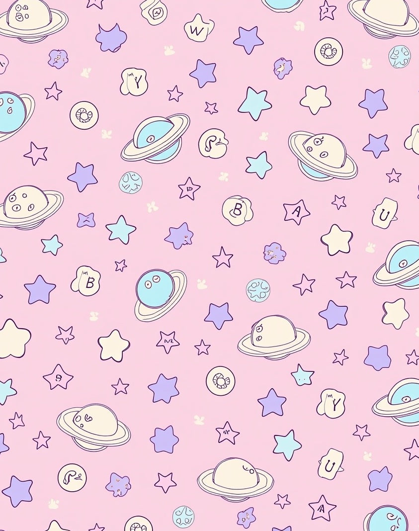Pink Space Stars and Planets Rug