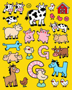 Whimsical Farm Animals Alphabet Yellow Rug