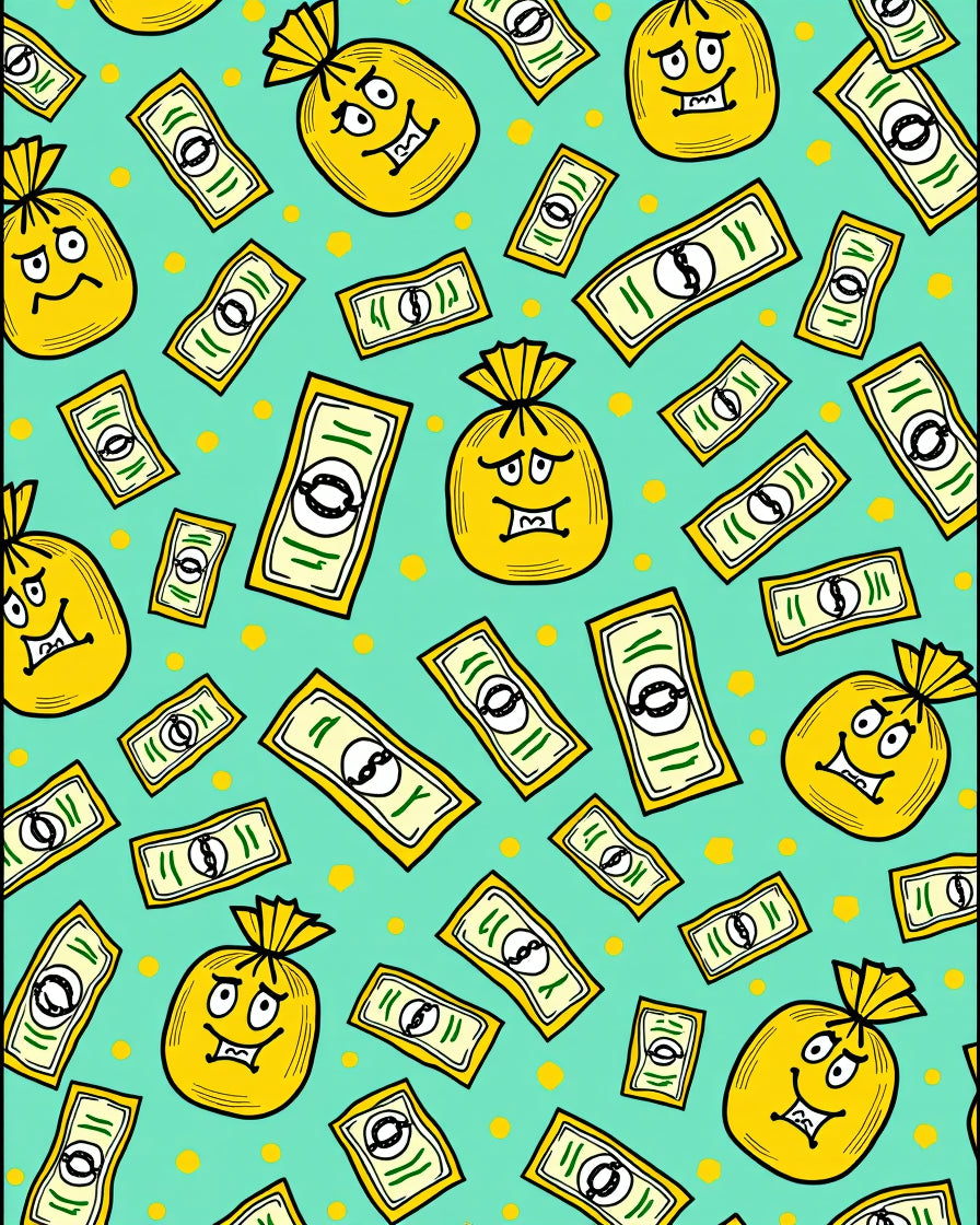 Yellow Money Bags and Bills All-Over Rug
