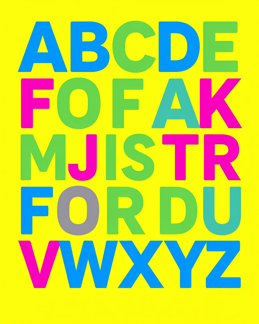 Bold Alphabet Typography Citrus Yellow Rug