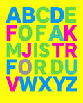 Bold Alphabet Typography Citrus Yellow Rug
