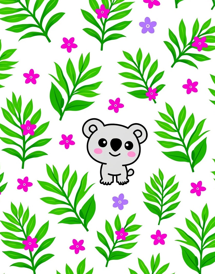 Cute Koala with Purple Pink Leaves Rug