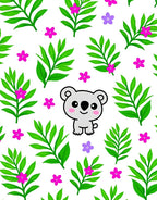 Cute Koala with Purple Pink Leaves Rug