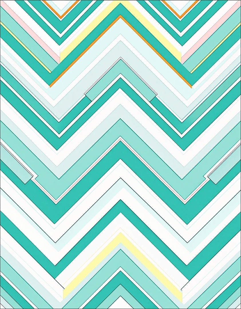 Chevron Aqua Mint Yellow Accents Rug