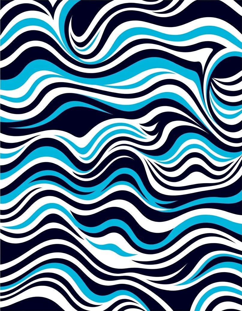 Bold Blue White Wave Flow Rug