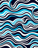 Bold Blue White Wave Flow Rug