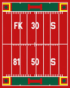 Red Green Stadium Field Lines Rug