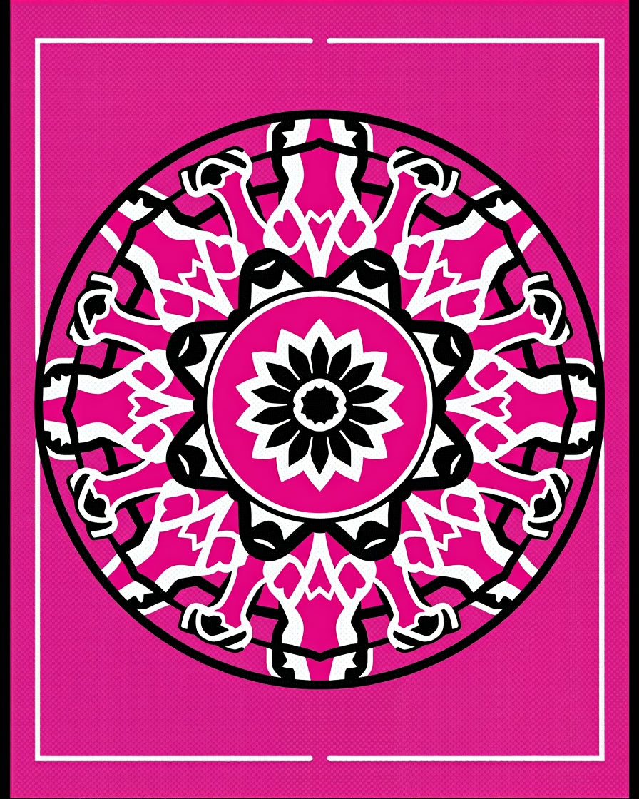 Vibrant Pink Mandala Floral Graphic Rug