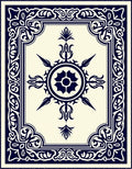 Midnight Blue Floral Medallion Border Rug