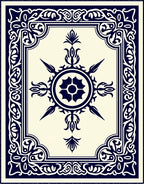 Midnight Blue Floral Medallion Border Rug