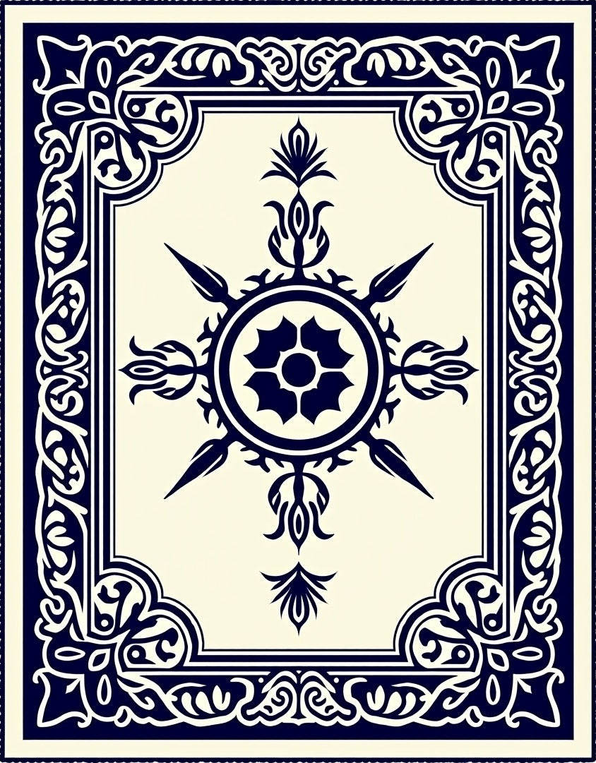 Midnight Blue Floral Medallion Border Rug