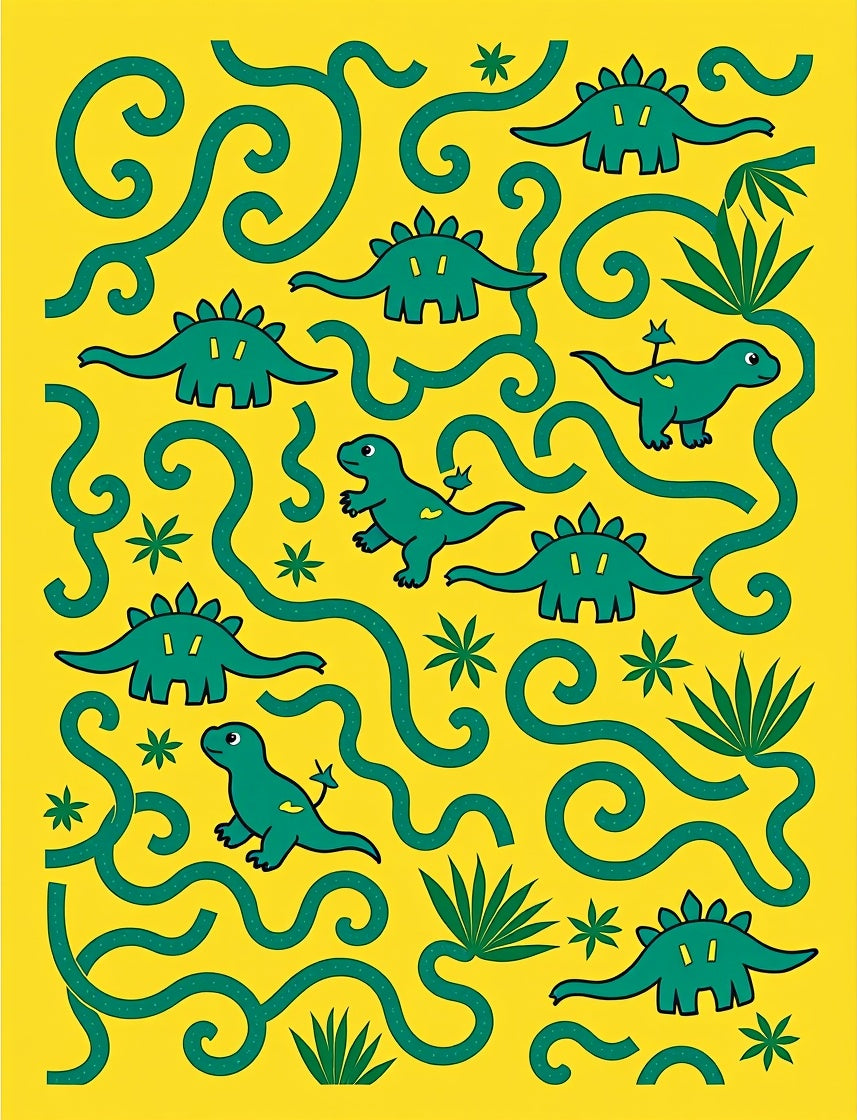 Cute Dinosaur Jungle Play Rug