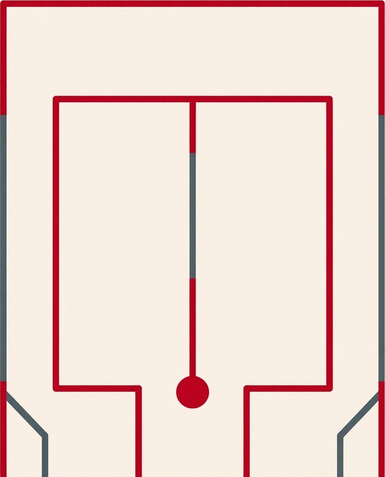Cream Red Geometric Abstract Loop Rug