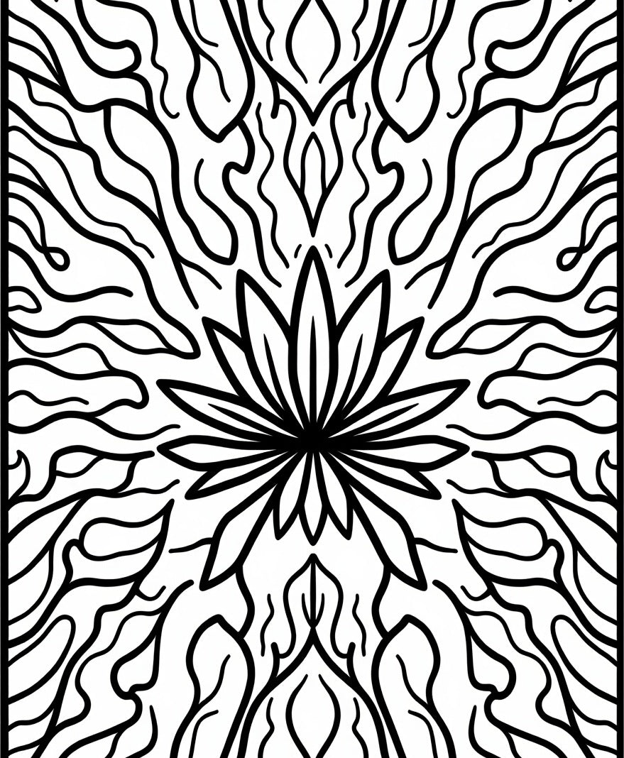 Black White Organic Blossom Medallion Rug