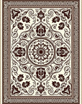 Ornate Cream and Chocolate Floral Medallion Rug