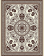 Ornate Cream and Chocolate Floral Medallion Rug
