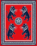 Bold Navy Lions Red Medallion Border Rug