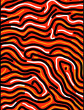 Vibrant Red Wavy Abstract Lines Rug