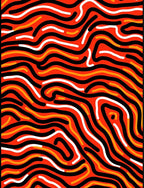 Vibrant Red Wavy Abstract Lines Rug