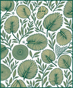 Green Fern and Shell Botanical Arrangement Rug