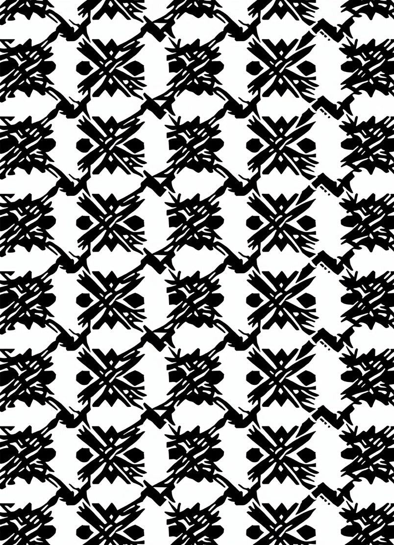 Black White Abstract Geometric Square Rug