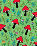 Whimsical Red Mushroom Garden Stars Rug