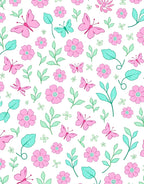 Whimsical Pink Butterfly Garden Rug