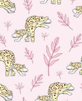 Whimsical Yellow Leopard Botanical Scene Rug