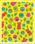 Vibrant Yellow Cartoon Character Collage Rug