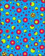 Vibrant Blue Pink Yellow Circles Rug