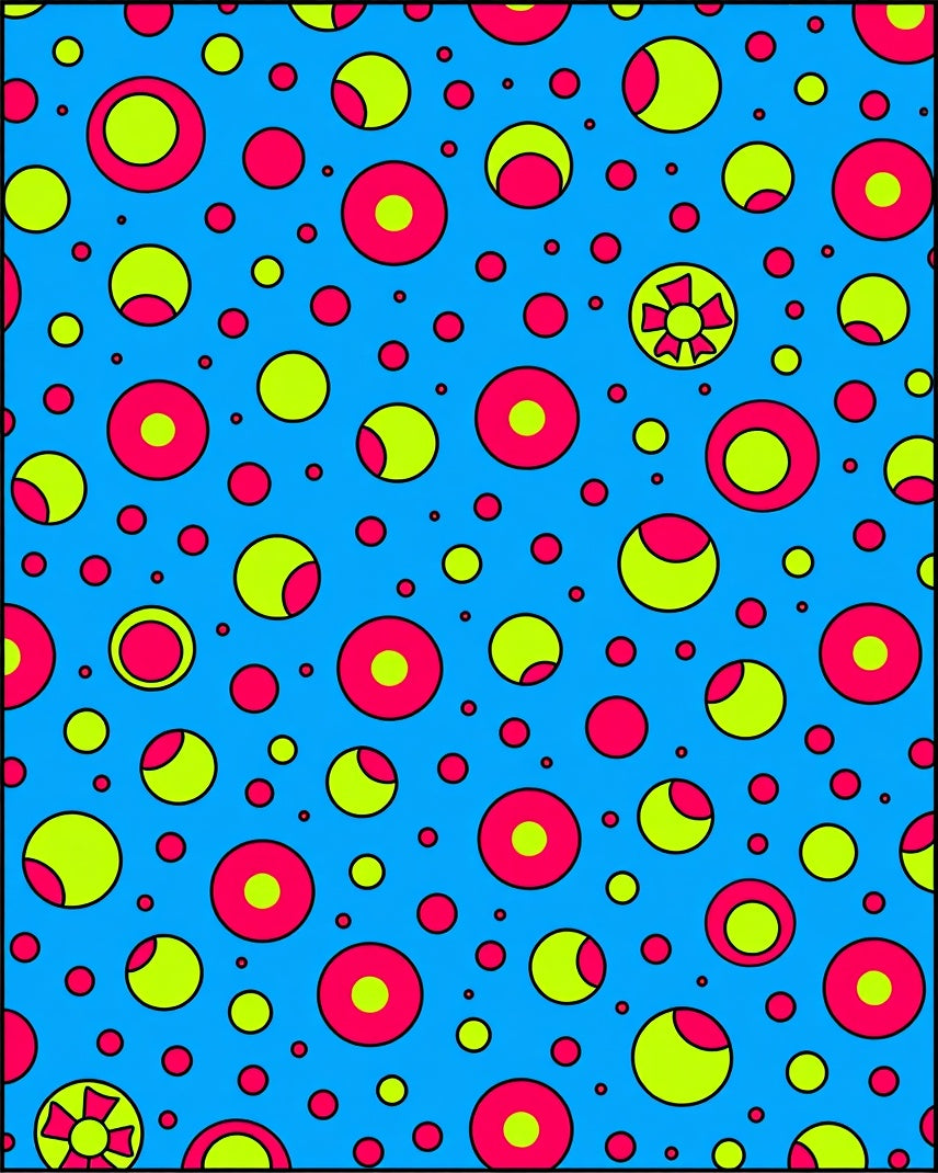 Vibrant Blue Pink Yellow Circles Rug