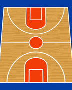 Orange Basketball Court Wooden Lines Rug