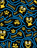Whimsical Yellow Characters Blue Waves Rug