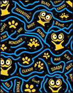 Whimsical Yellow Characters Blue Waves Rug